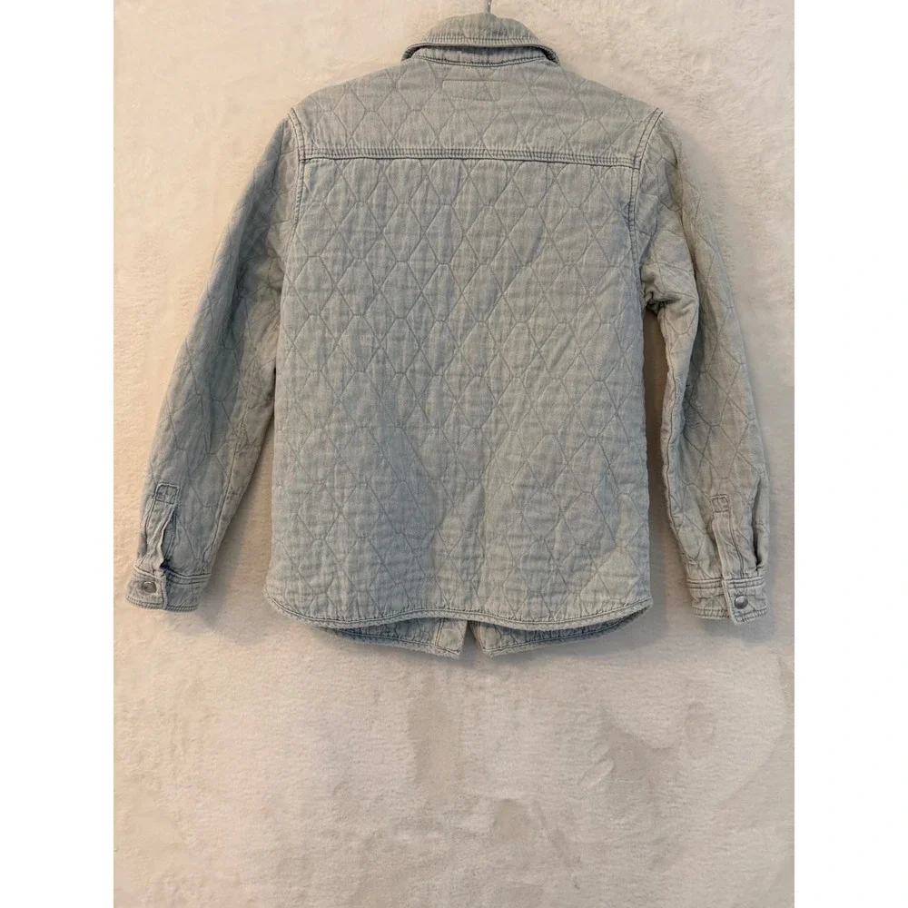 BLANKNYC Women Small Light Wash Quilted Denim Shirt Jacket Shacket 02XC6263 Blue